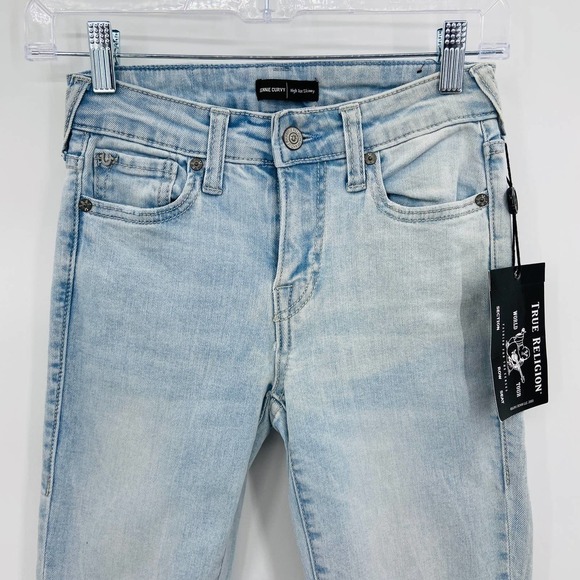 NWT TRUE RELIGION Jennie Curvy High Rise Skinny Light Blue Wash Jeans Size 24 - Picture 5 of 10